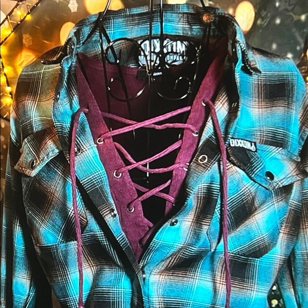 Dixxon “Switch Suspension” Button Down Blue/Brown… - image 2